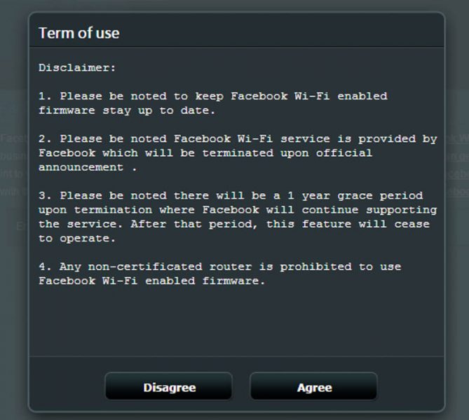disclaimer facebook login