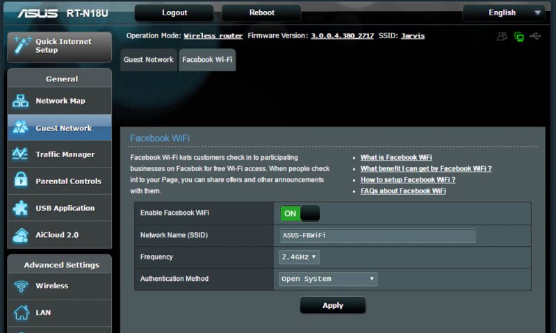 router cu facebook login
