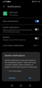 notificari bolt food android