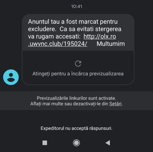 teapa olx sms anunt marcat excludere