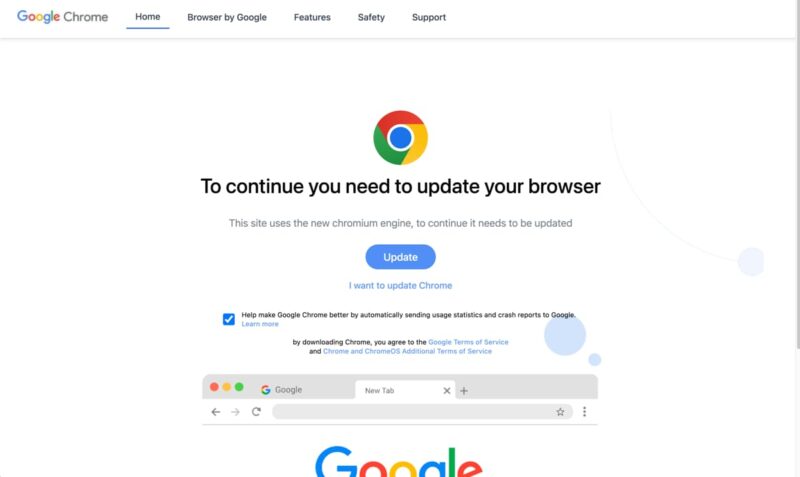 chrome update malware
