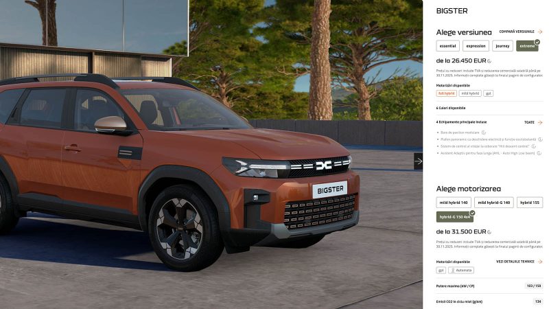 preț dacia bigster 4x4 automată