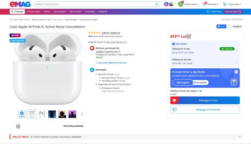 ofertă apple airpods 4